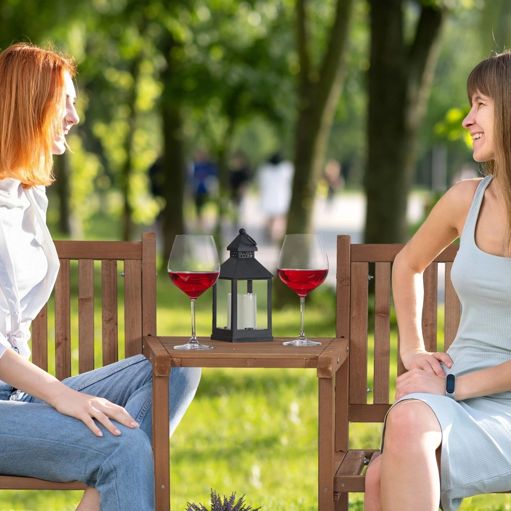 Relaxdays Rudas sodo suoliukas su staliuku