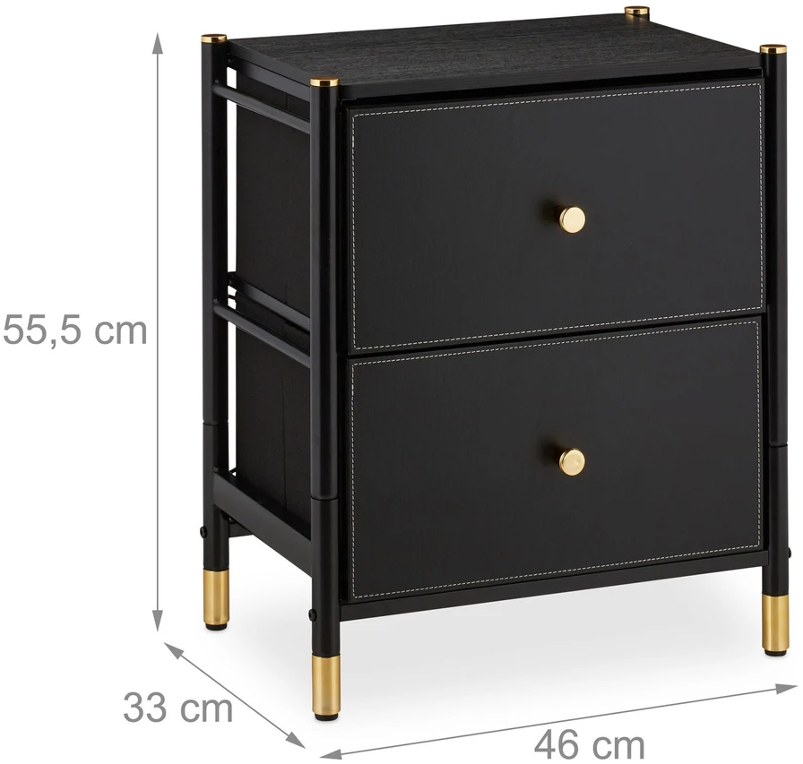 Relaxdays Šoninė spintelė su 2 stalčiais