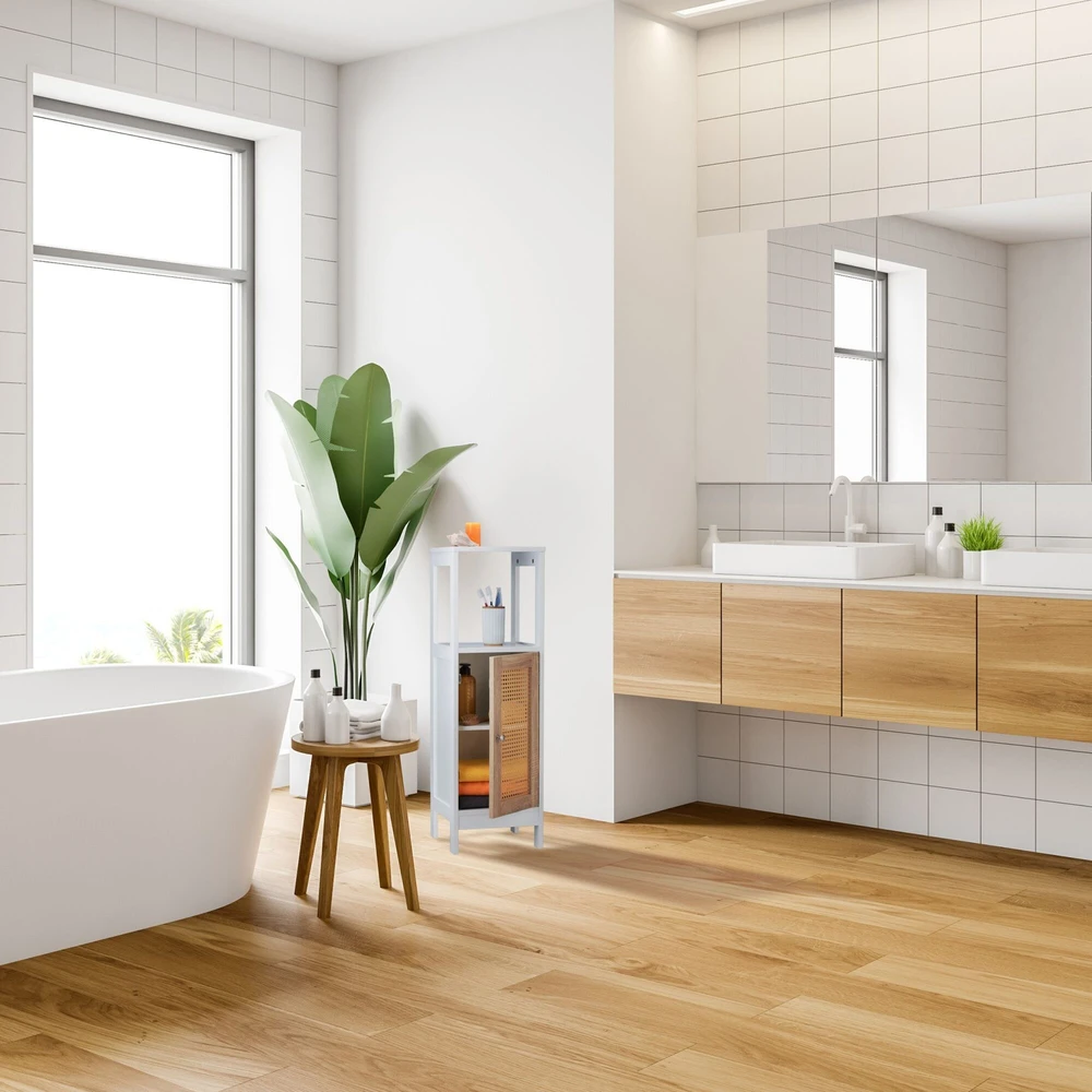 Relaxdays Spintelė su rotango imitacijos durelėmis ir 3 lentynomis