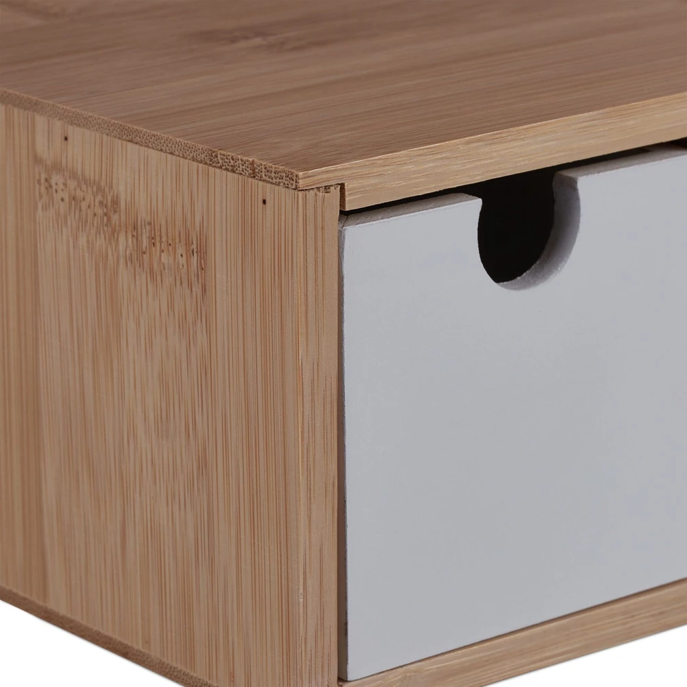 Relaxdays Stalčių dėžutė iš bambuko ir MDF, 3 skyriai