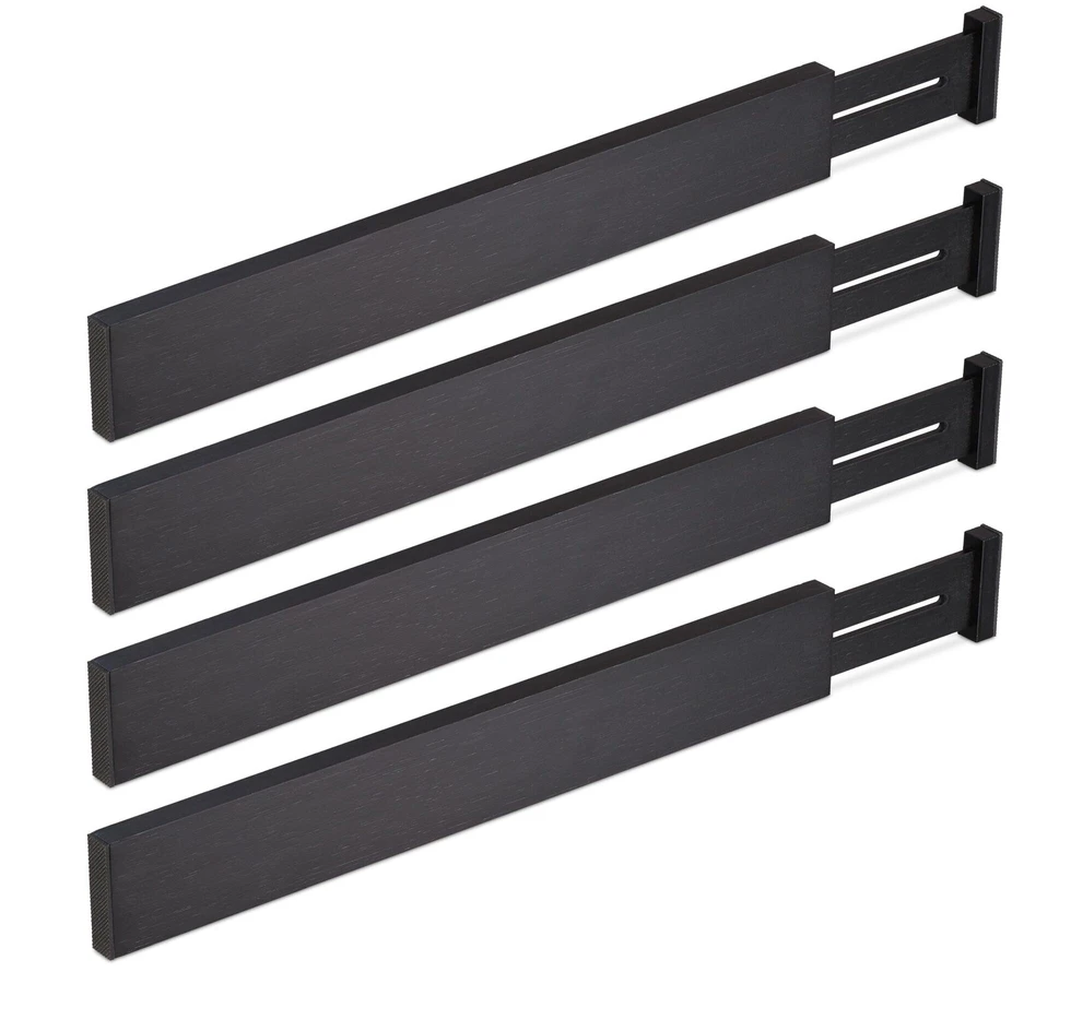 Relaxdays Stalčiaus pertvarų rinkinys, 4 dalys, 6x1,5x46-56 cm, juoda
