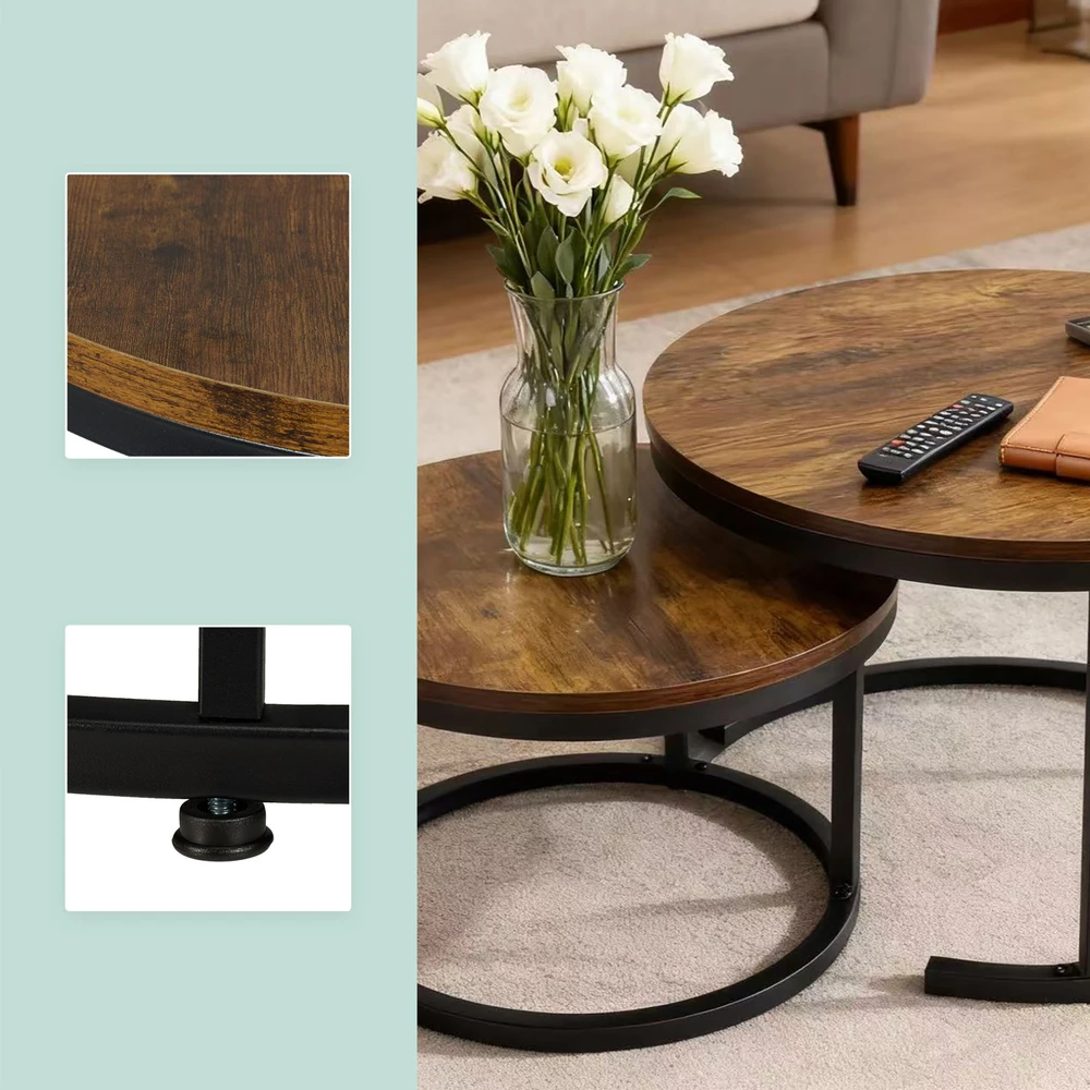 Relaxdays 2 įstatomų staliukų komplektas, industrinio stiliaus