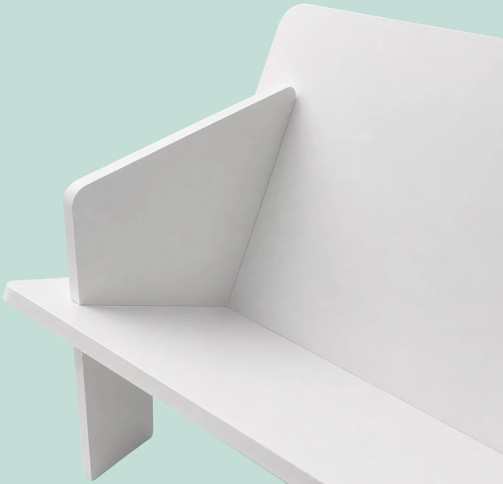 Relaxdays Stalo lentyna, balta, pasvirusi V formos, PVC