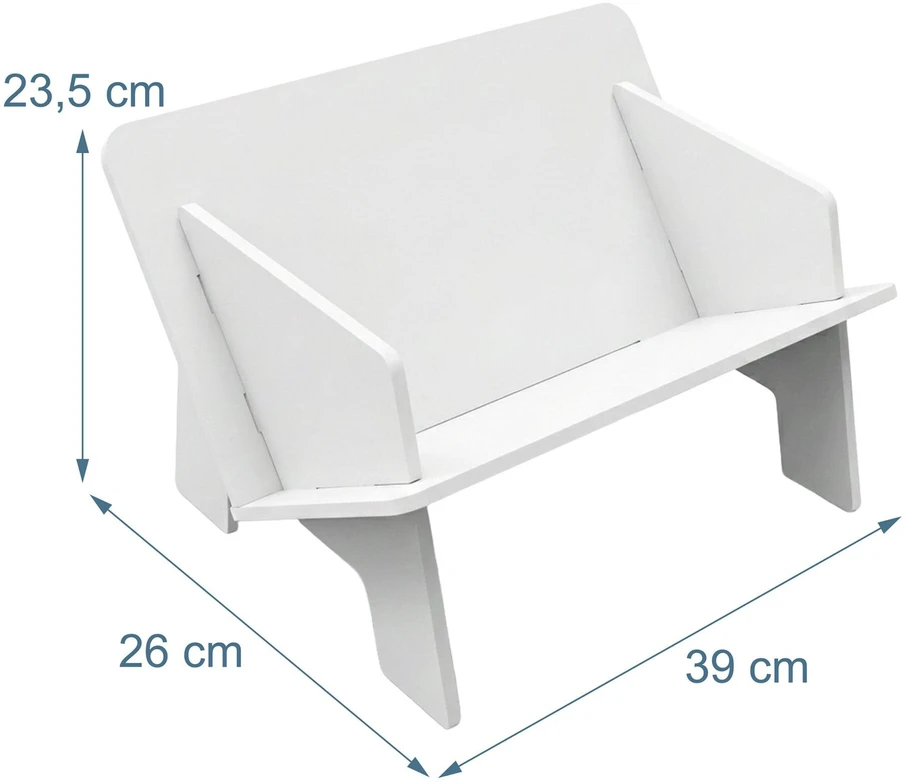 Relaxdays Stalo lentyna, balta, pasvirusi V formos, PVC