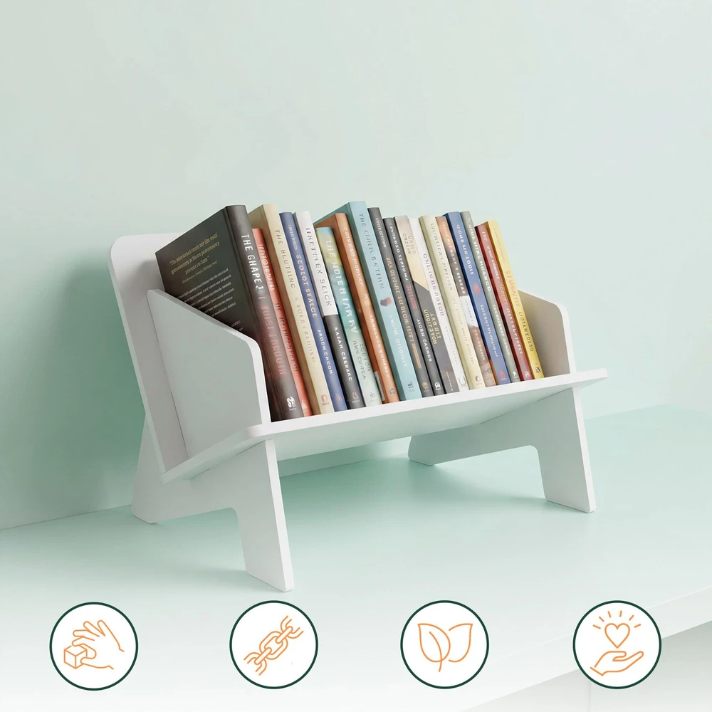 Relaxdays Stalo lentyna, balta, pasvirusi V formos, PVC