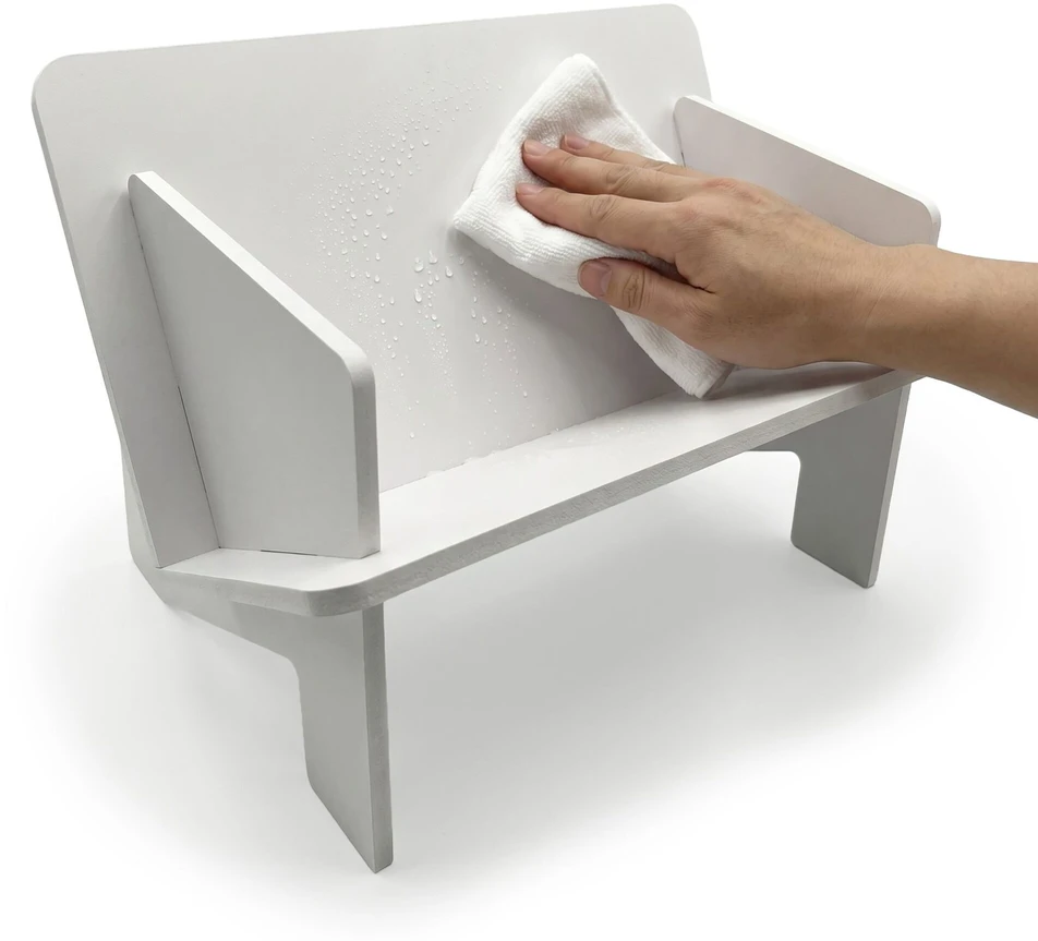 Relaxdays Stalo lentyna, balta, pasvirusi V formos, PVC