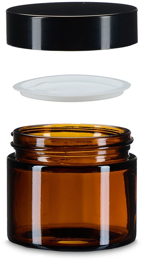 Relaxdays Gintaro spalvos stiklo kremo indelių rinkinys 60 ml