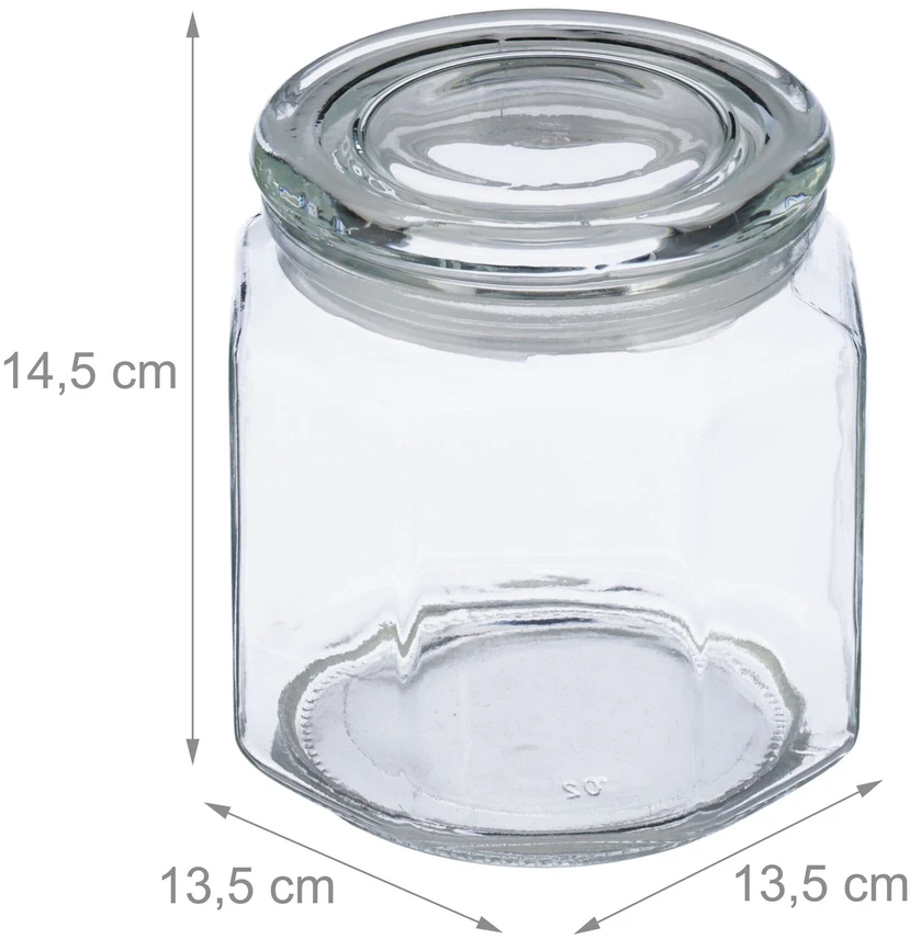 Relaxdays 6x 1,3 l stikliniai laikymo indai su dangteliais