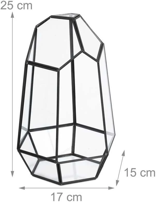 Relaxdays Geometrinis stiklinis terariumas 25 cm