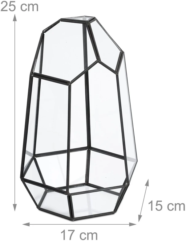 Relaxdays Geometrinis stiklinis terariumas 25 cm
