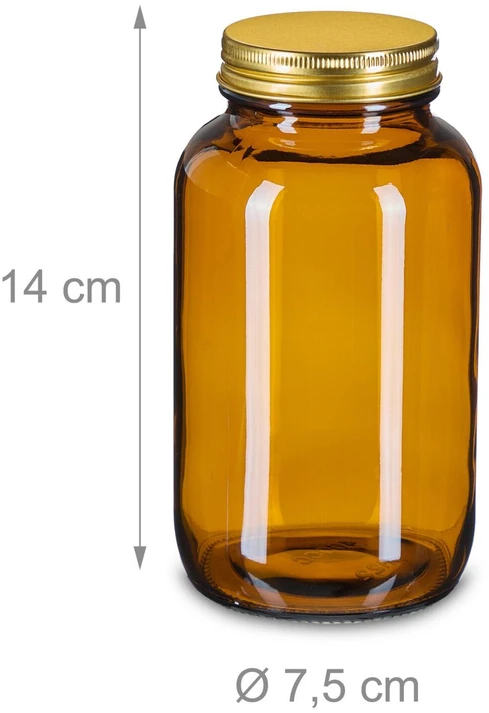 Relaxdays 4 gintarinio stiklo indelių rinkinys 400 ml