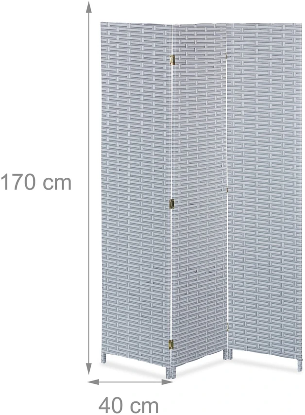 Relaxdays 3 dalių sulankstoma pertvara 170 cm pilkos spalvos