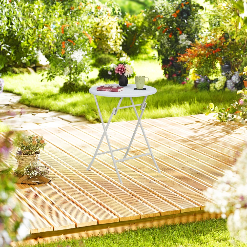 Relaxdays Sulankstomas sodo stalas su ratano imitacija