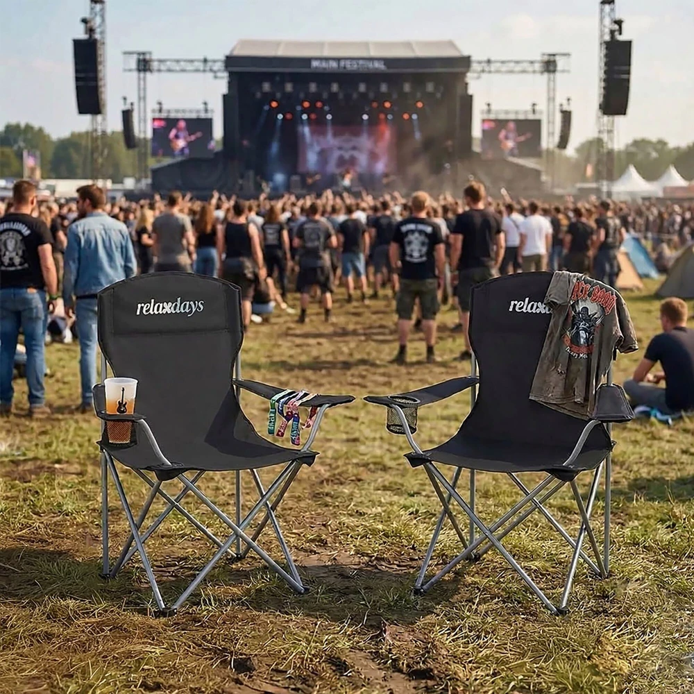 Relaxdays Sulankstomų audinio kėdžių rinkinys stovyklavimui