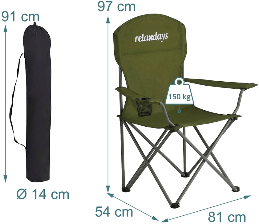 Relaxdays Sulankstomos stovyklavimo kėdės, 2 vnt. rinkinys