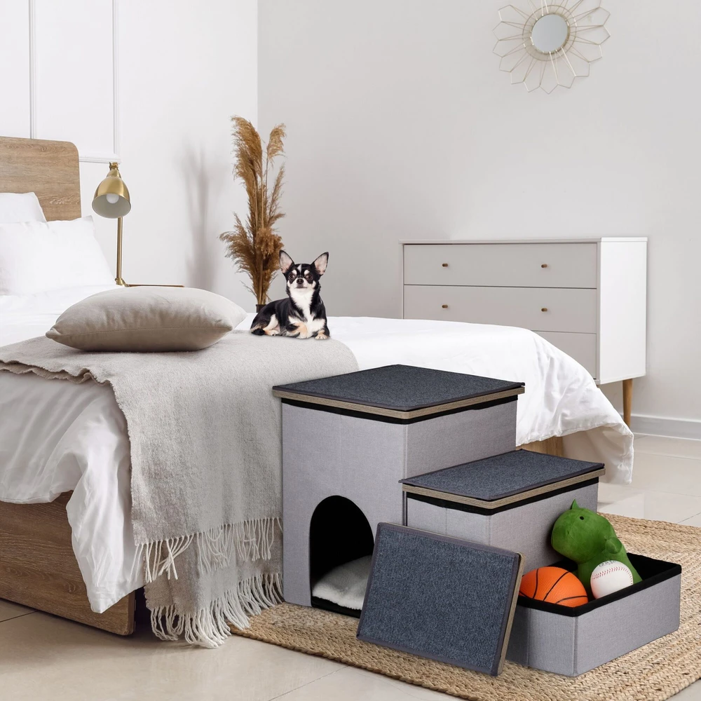 Relaxdays Šunų laipteliai, 41,5x72x33 cm, Pilka