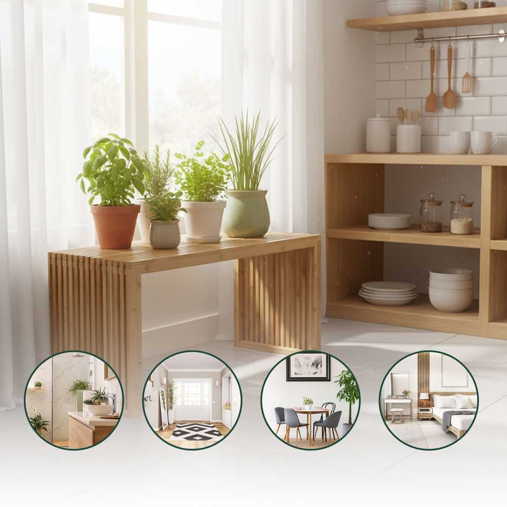 Relaxdays Minimalistinis bambukinis suoliukas