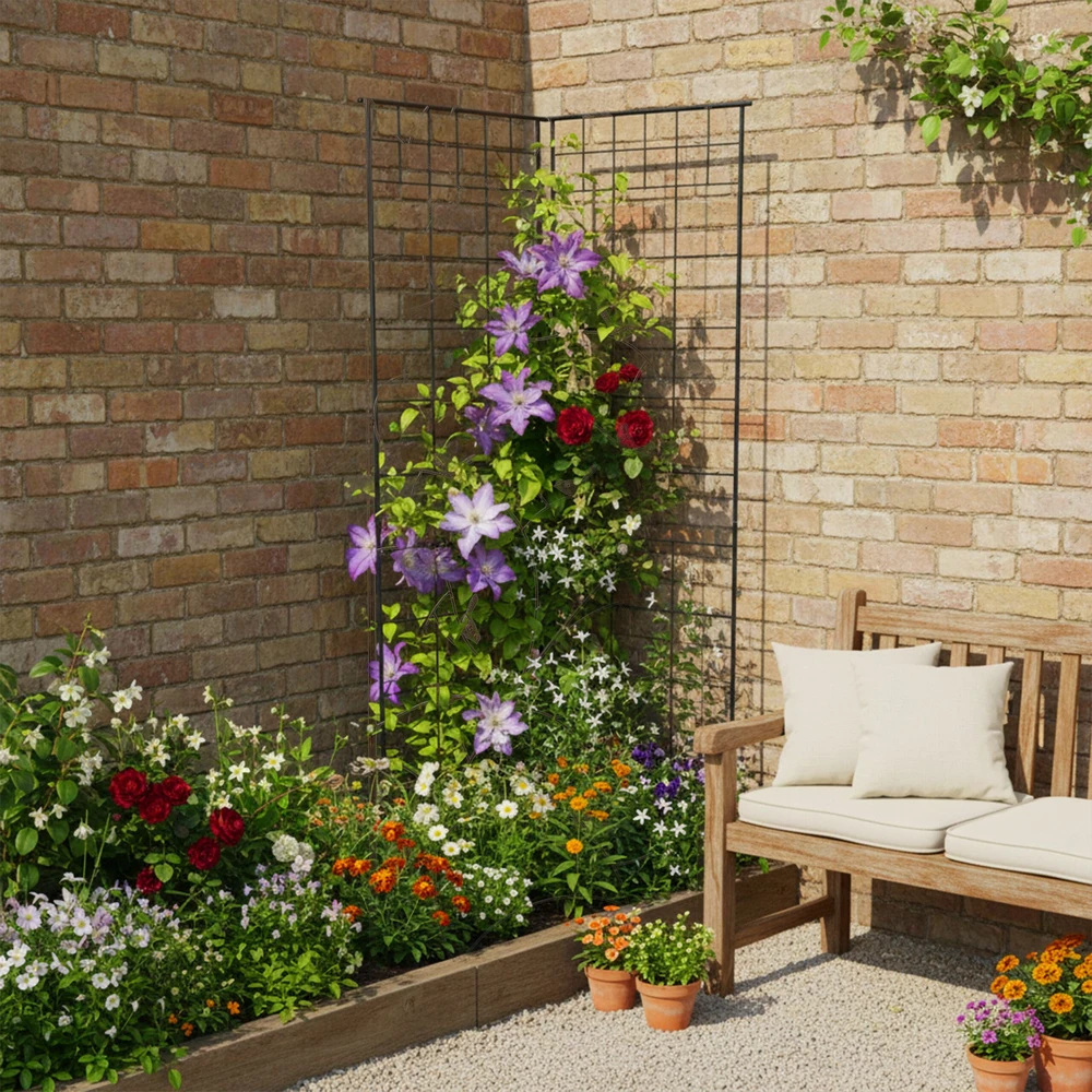 Relaxdays Trellis komplektas 193x58x1 cm Juodas plienas