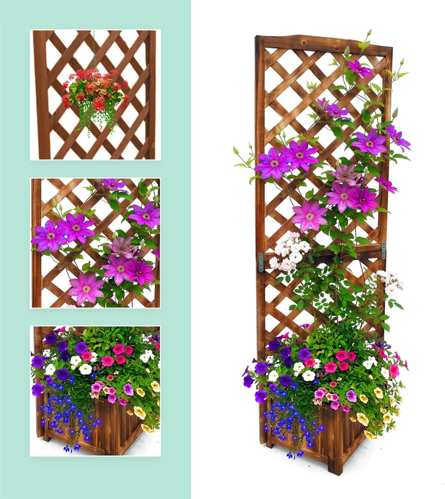 Relaxdays Gėlių dėžė su grotelėmis 180 cm