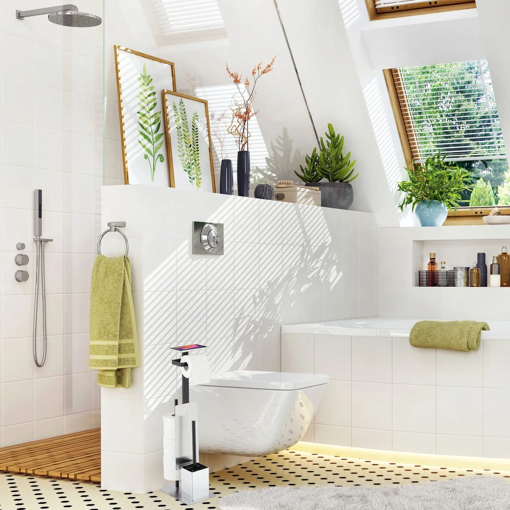 Relaxdays Tualeto komplektas su padėklu, matinės juodos spalvos