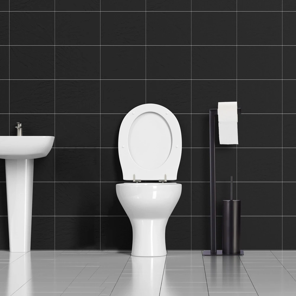 Relaxdays WC rinkinys matinės juodos spalvos