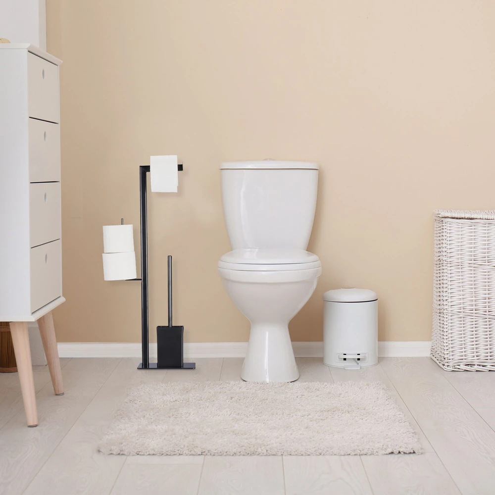 Relaxdays Handy WC rinkinys matinės juodos spalvos