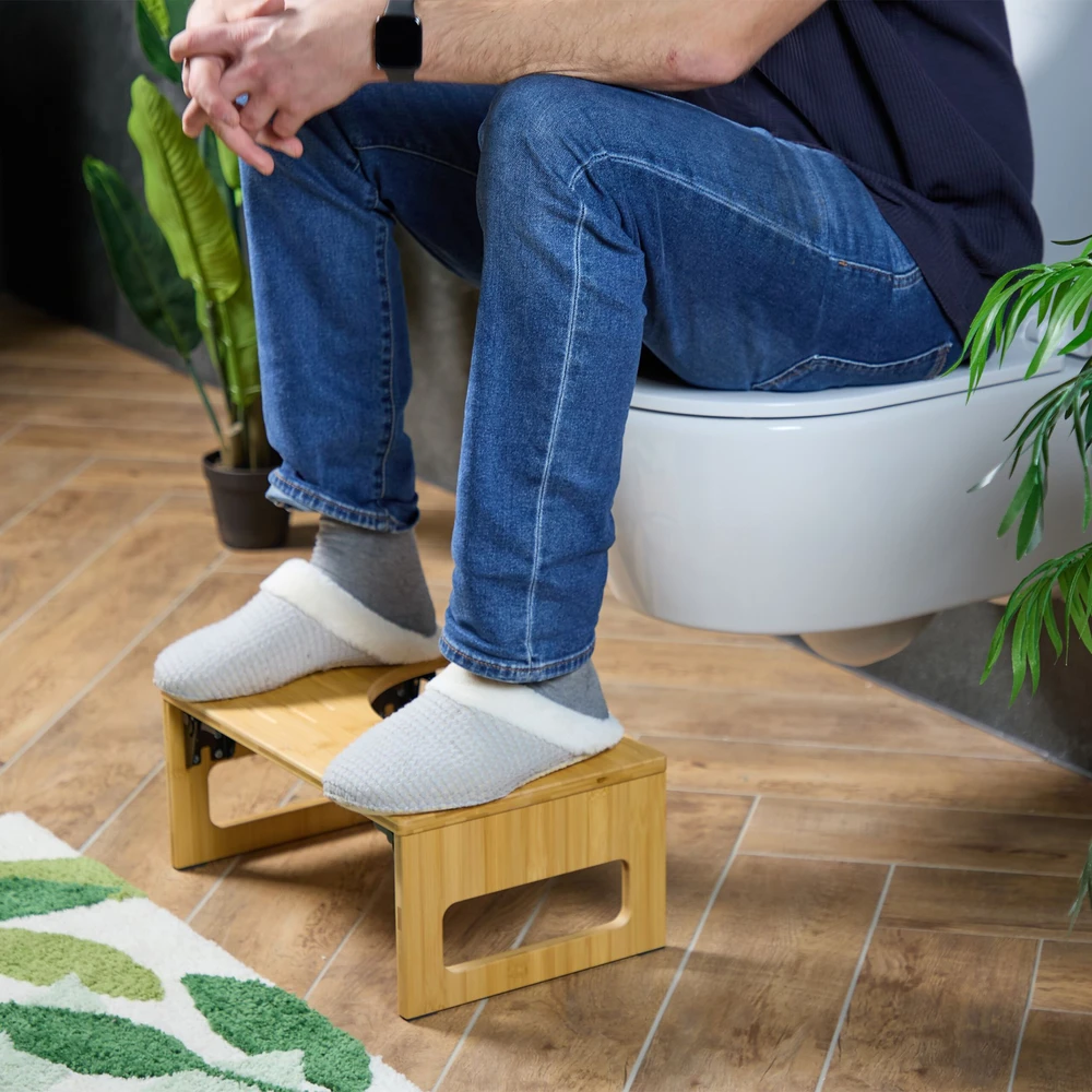 Relaxdays Sulankstoma bambukinė tualeto kėdutė