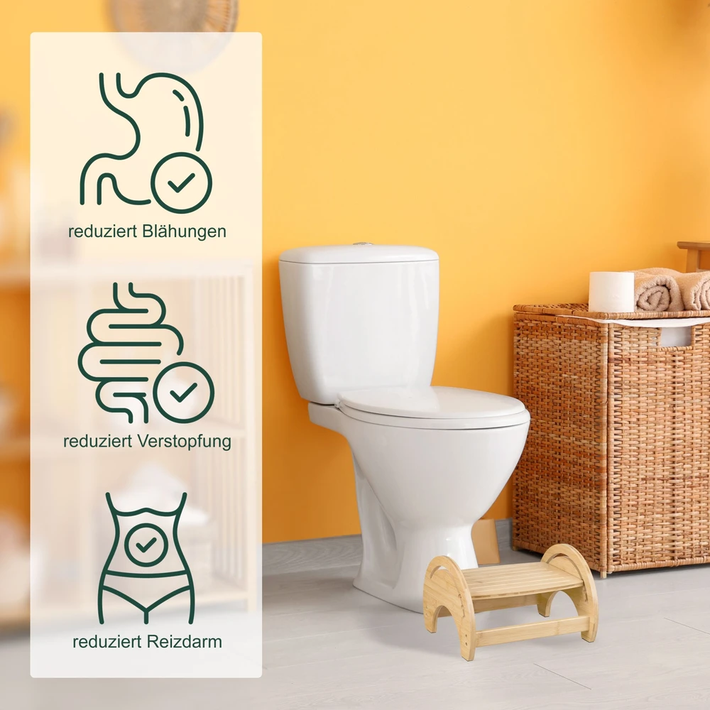 Relaxdays Reguliuojama bambukinė tualeto kėdutė kojoms