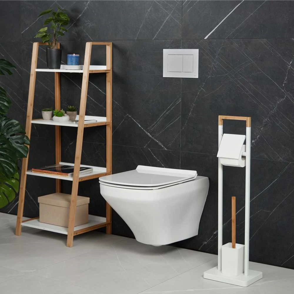 Relaxdays WC rinkinys iš bambuko ir nerūdijančio plieno