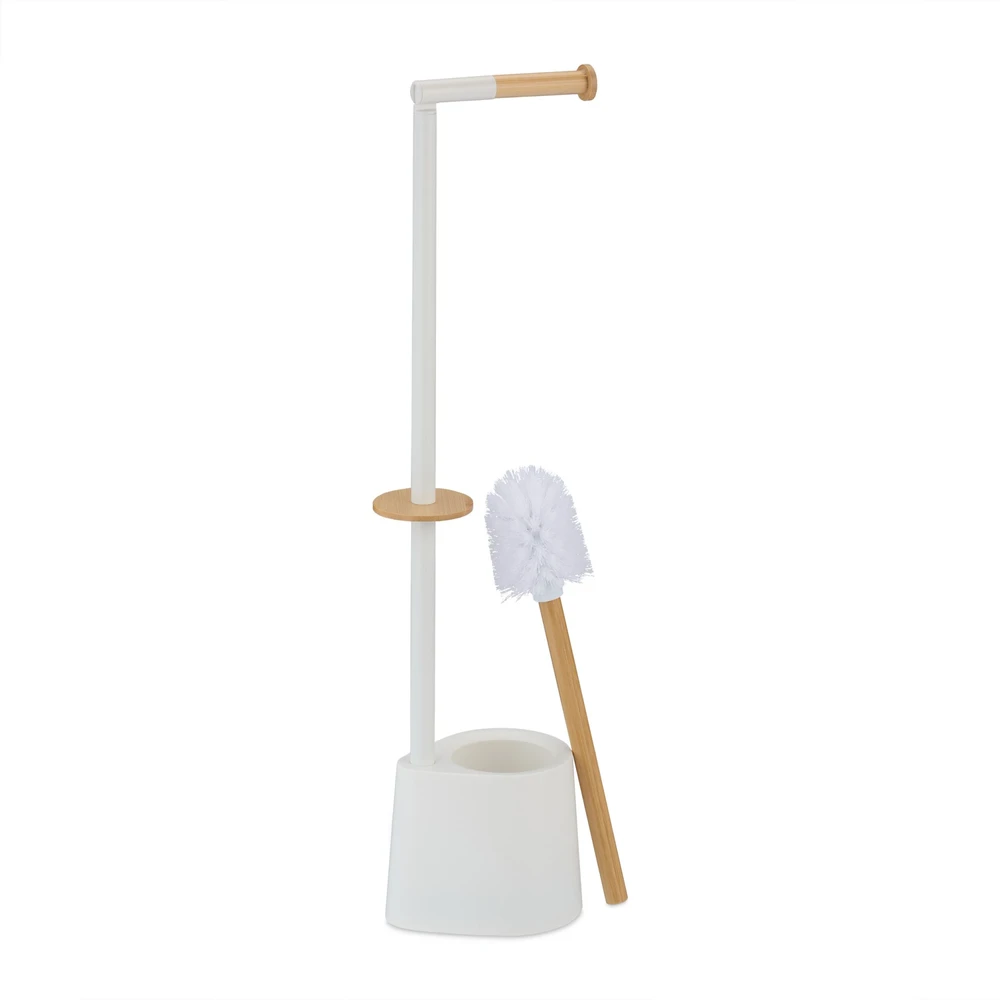 Relaxdays Bambuko ir nerūdijančio plieno WC rinkinys