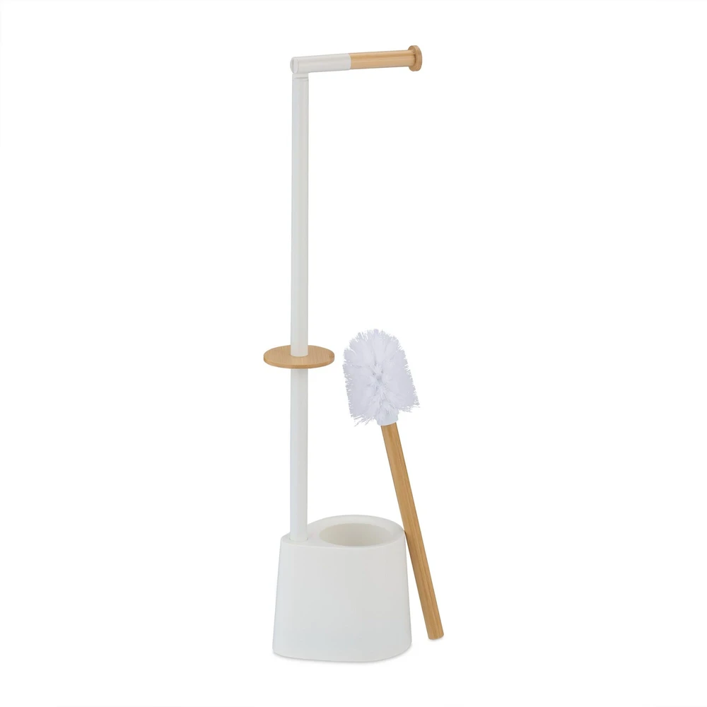 Relaxdays Bambuko ir nerūdijančio plieno WC rinkinys
