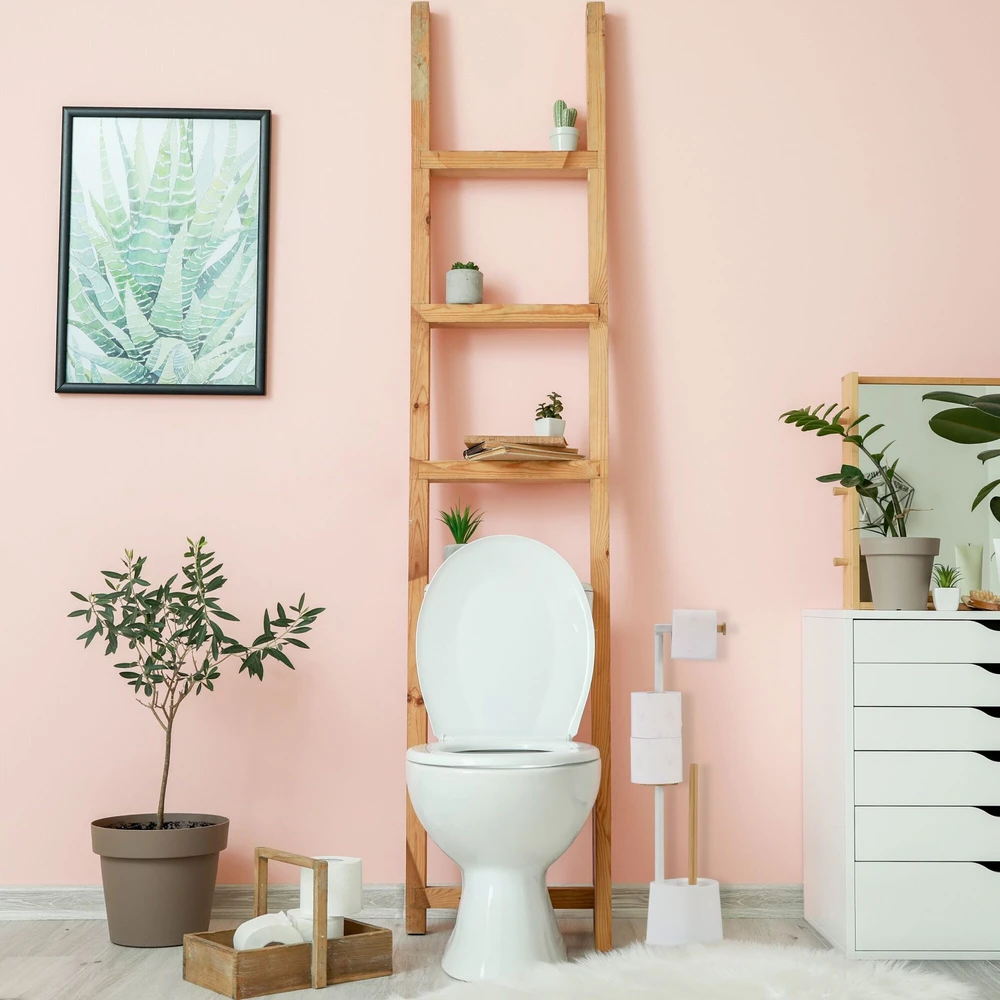 Relaxdays Bambuko ir nerūdijančio plieno WC rinkinys