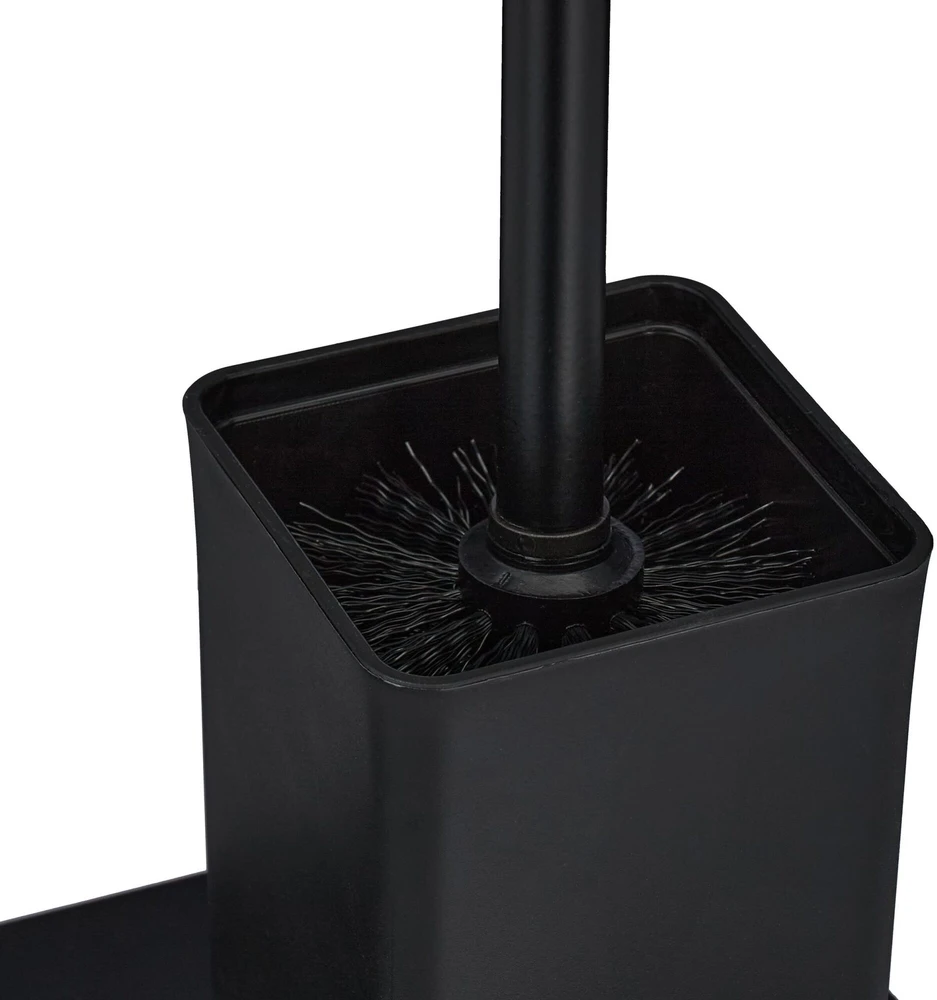 Relaxdays Juodas bambuko ir nerūdijančio plieno WC rinkinys