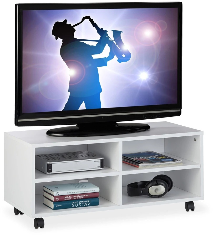 Relaxdays Mobilus TV staliukas su 4 skyriais