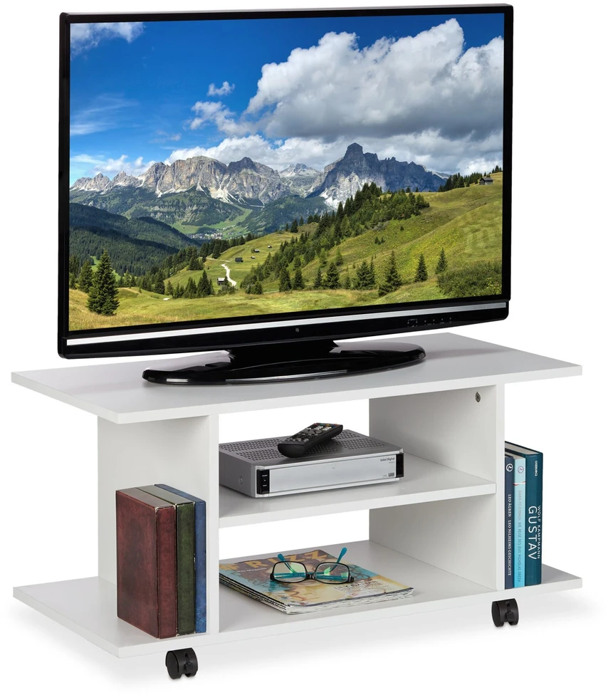 Relaxdays TV staliukas, 40x80x40 cm, balta