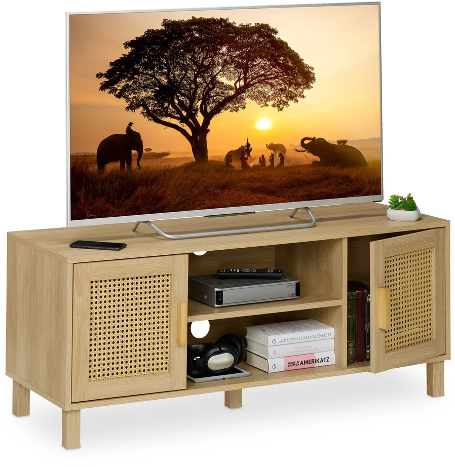 Relaxdays TV staliukas su 2 durelėmis ir laikymo lentynomis