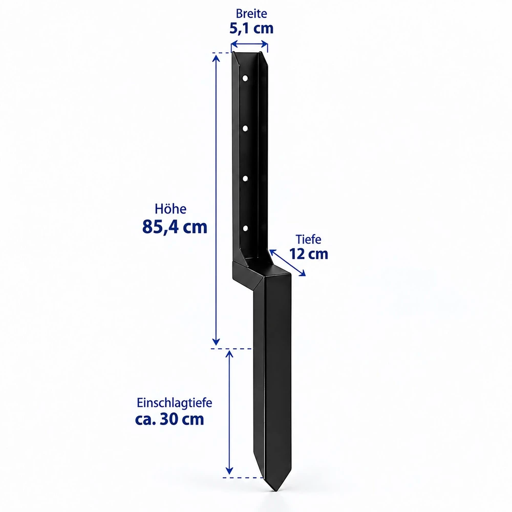 Relaxdays Tvoros stulpo remonto inkaras, anglinis plienas su milteline danga, 85.4 cm, 2 arba 4 dalių rinkinys
