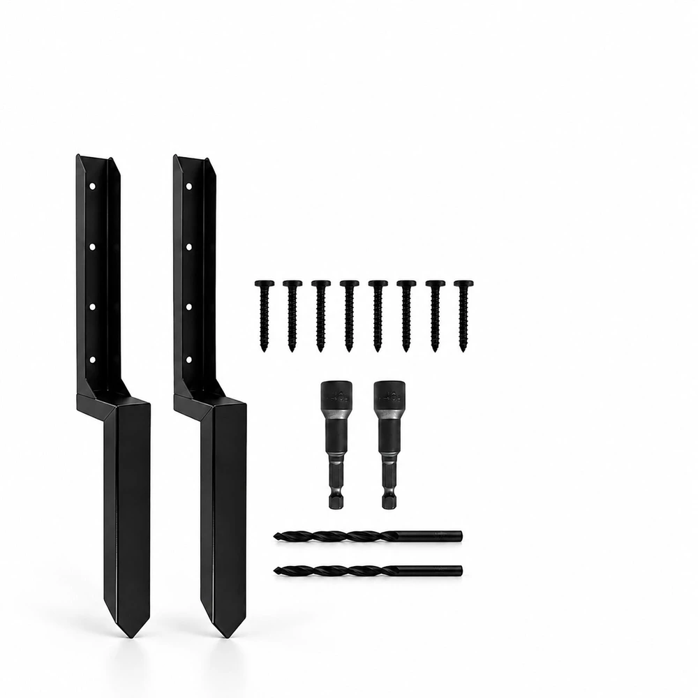 Relaxdays Tvoros stulpo remonto inkaras, anglinis plienas su milteline danga, 85.4 cm, 2 arba 4 dalių rinkinys