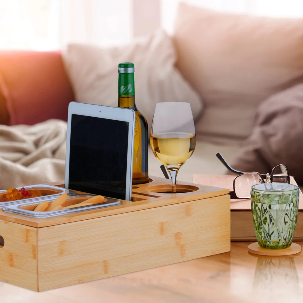 Relaxdays Užkandžių padėklas su puodelių padėkliukais