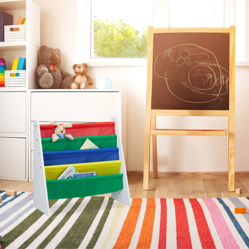 Relaxdays Vaikiška knygų lentyna su medžiaginiais stalčiais