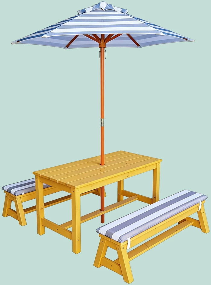Relaxdays Vaikiškas pikniko rinkinys su skėčiu ir pagalvėlėmis
