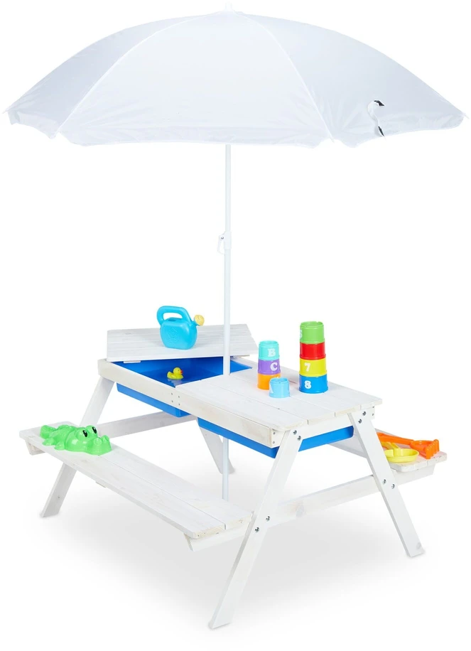 Relaxdays Vaikiškas pikniko stalas su skėčiu