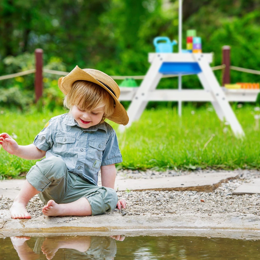 Relaxdays Vaikiškas pikniko stalas su skėčiu