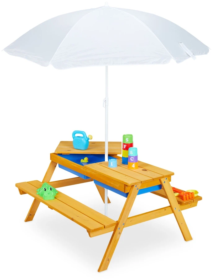 Relaxdays Vaikiškas pikniko stalas su skėčiu