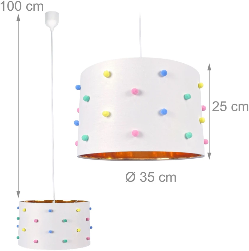 Lampa sufitowa Relaxdays E27 balta, lampa do pokoju dziecięcego