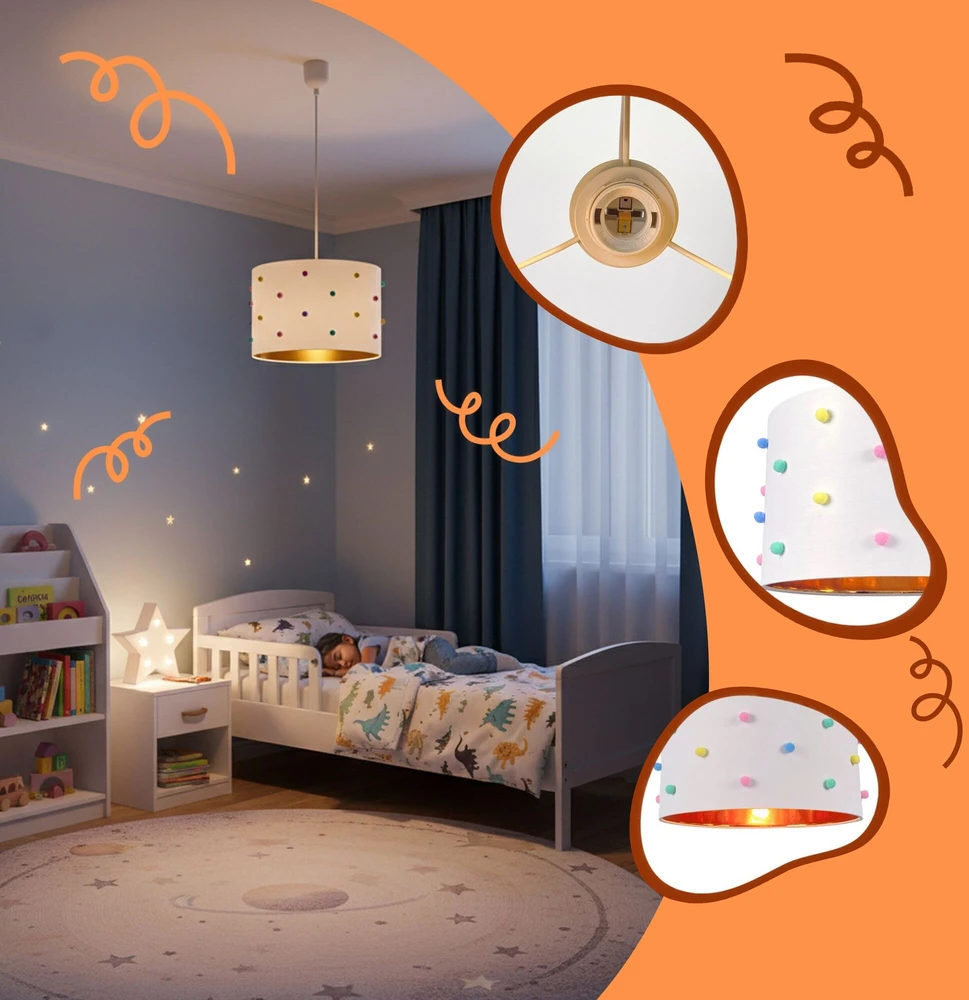 Lampa sufitowa Relaxdays E27 balta, lampa do pokoju dziecięcego
