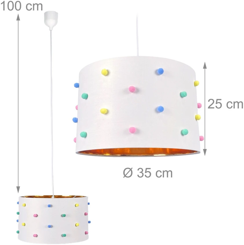 Lampa sufitowa Relaxdays E27 balta, lampa do pokoju dziecięcego