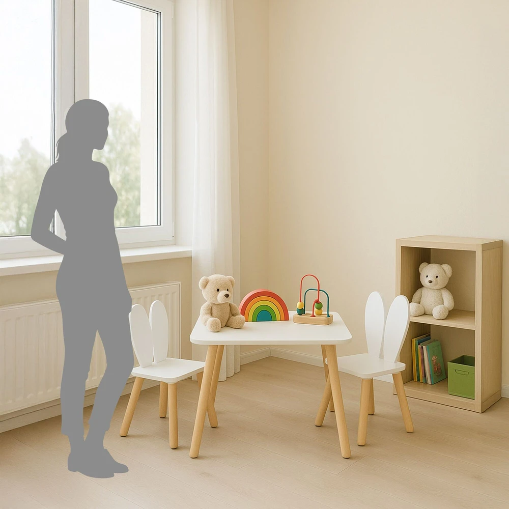 Relaxdays Vaikiškas sėdimų baldų komplektas su zuikio ausimis
