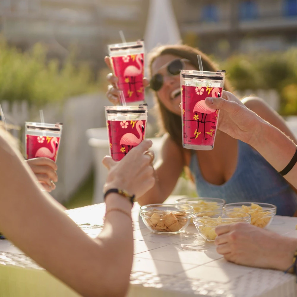 Relaxdays 4x vaikiški puodeliai su flamingo motyvu