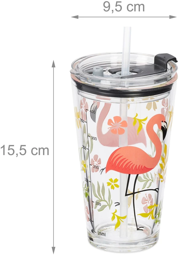 Relaxdays 4x vaikiški puodeliai su flamingo motyvu
